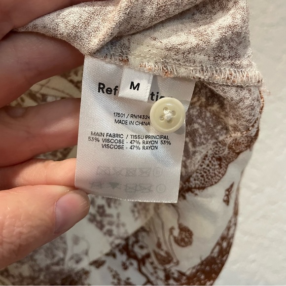 EUC Reformation Brown and Cream Button Down Shirt - Picture 7 of 8